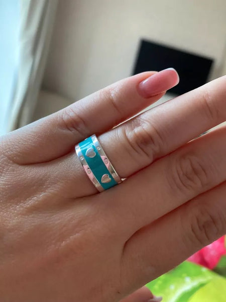 1 1 sterling silver 925 blue enamel heart ring