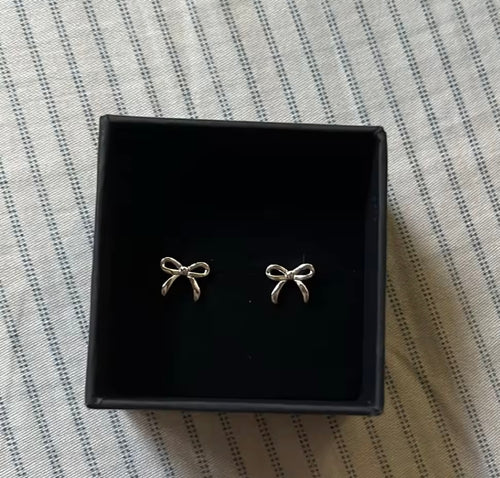 Solid 925 Sterling Silver Bowknot Earrings