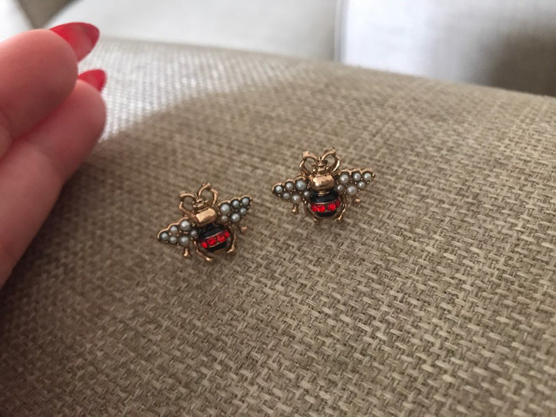 Bee crystal earrings