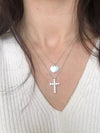 Sterling Silver White Gems Cross Necklace