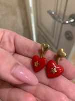 1:1 red heart earrings for women gold stud ear  vintage star earrings