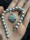 S925 classic ladies silver heart-shaped 8mm ball bracelet