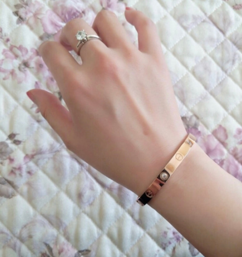 Rose Gold Love Bracelet Stones jewelglitz