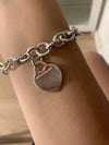 1: 1 sterling silver classic silver heart ladies bracelet