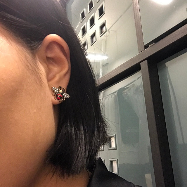 Bee crystal earrings