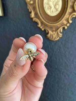 Simple Bee Pearl Stud Earrings